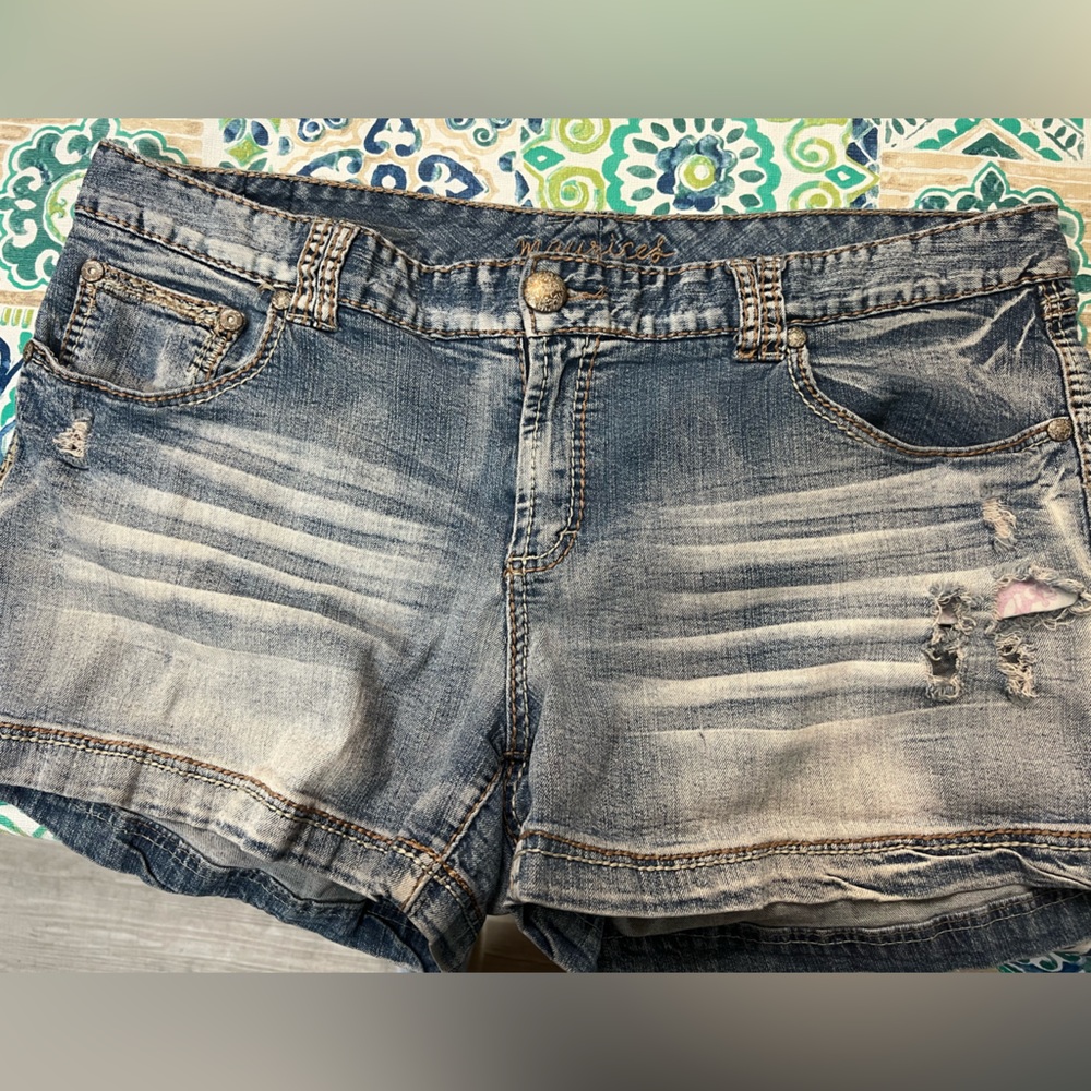 Maurices Distressed Blue Denim Shorts